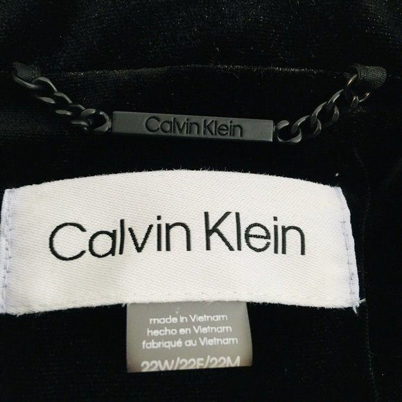 Calvin Klein Velvet Blazer Jacket Women's Plus Sz 22W Black One-Button Lined - Picture 10 of 15